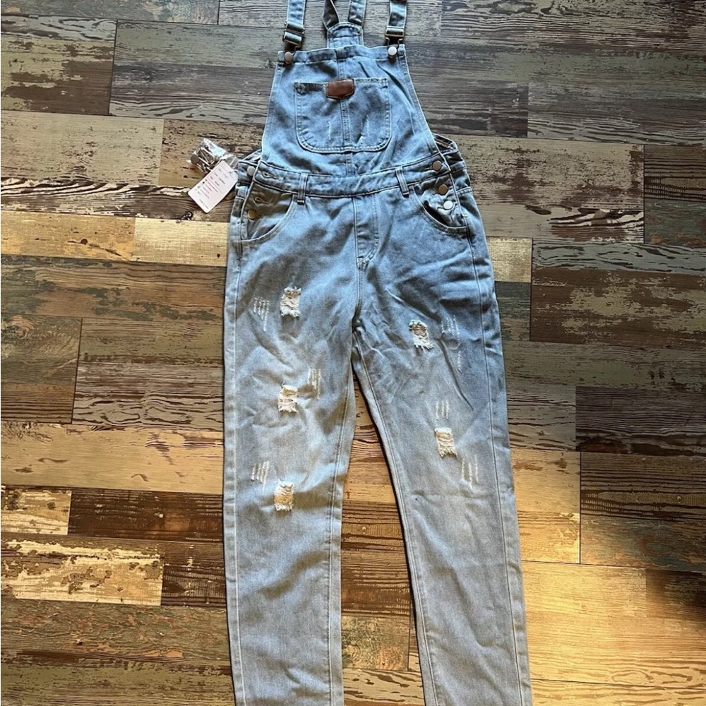 Distressed Denim Overalls